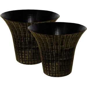 simpa Elegance Flared Distresssed Plastic Planters - Set of 2 in Gold Gold simpa Elegance Flared Distresssed Plastic Planters - Set of 2 in Gold Gold