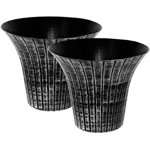 simpa Elegance Flared Distresssed Plastic Planters - Set of 2 in White White simpa Elegance Flared Distresssed Plastic Planters - Set of 2 in White White