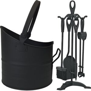 simpa Scuttle & 5 Piece Companion Set in Black Black simpa Scuttle & 5 Piece Companion Set in Black Black