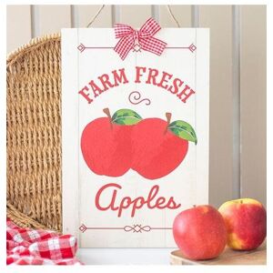 KDMD Farm Fresh Apples Hanging Sign in White White KDMD Farm Fresh Apples Hanging Sign in White White