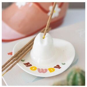 KDMD Howdy Cowboy Hat Incense Stick Holder in White White KDMD Howdy Cowboy Hat Incense Stick Holder in White White