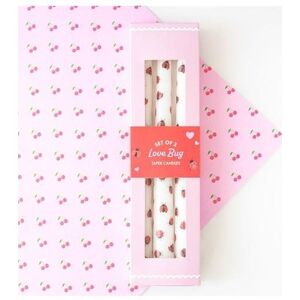 KDMD Set of 3 Love Bug Ladybird Taper Candles in White White KDMD Set of 3 Love Bug Ladybird Taper Candles in White White