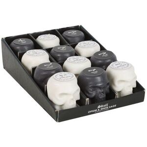 KDMD Set of 12 Opium & White Sage Skull Candles in Display White KDMD Set of 12 Opium & White Sage Skull Candles in Display White