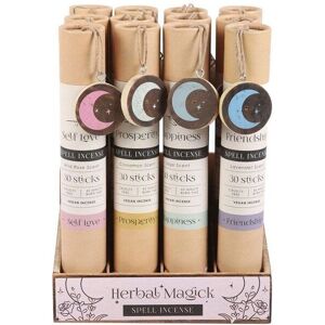 KDMD Set of 12 Herbal Magick Spell Incense Sticks with Display in Brown Brown KDMD Set of 12 Herbal Magick Spell Incense Sticks with Display in Brown Brown