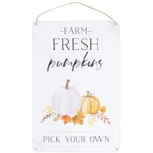 KDMD Farm Fresh Pumpkins Metal Hanging Sign in White White KDMD Farm Fresh Pumpkins Metal Hanging Sign in White White