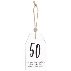 KDMD 50 Milestone Birthday Hanging Sentiment Sign in White White KDMD 50 Milestone Birthday Hanging Sentiment Sign in White White