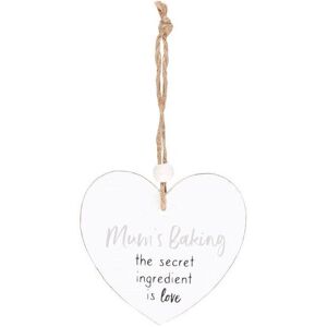 KDMD Mum's Baking Secret Ingredient Hanging Heart Sentiment Sign in White White KDMD Mum's Baking Secret Ingredient Hanging Heart Sentiment Sign in White White