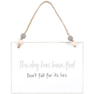 KDMD Dog Has Been Fed Hanging Sign in White White KDMD Dog Has Been Fed Hanging Sign in White White