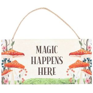 KDMD Magic Happens Here Mushroom Hanging Sign in White White KDMD Magic Happens Here Mushroom Hanging Sign in White White
