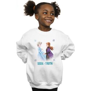 Disney Girl's Frozen 2 Elsa & Anna Seek The Truth Sweatshirt in White Size: 7-8 Years White 7-8 Years Disney Girl's Frozen 2 Elsa & Anna Seek The Truth Sweatshirt in White Size: 7-8 Years White 7-8 Years