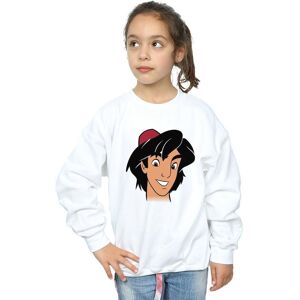 Disney Girl's Aladdin Headshot Sweatshirt in White Size: 9 Years White 9 Years Disney Girl's Aladdin Headshot Sweatshirt in White Size: 9 Years White 9 Years