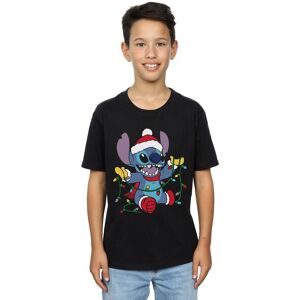 Disney Boy's Lilo & Stitch Christmas Lights T-Shirt in Black Size: 7-8 Years Black 7-8 Years Disney Boy's Lilo & Stitch Christmas Lights T-Shirt in Black Size: 7-8 Years Black 7-8 Years