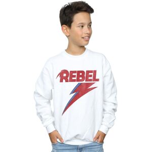 David Bowie Boy's Distressed Rebel Sweatshirt in White Size: 12-13 Years White 12-13 Years David Bowie Boy's Distressed Rebel Sweatshirt in White Size: 12-13 Years White 12-13 Years