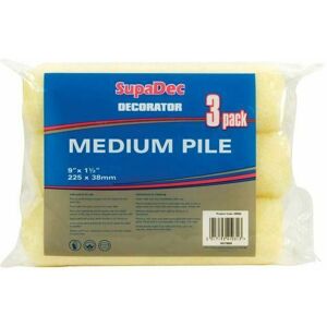 SupaDec Medium Pile Paint Roller Sleeve (Pack of 3) in Yellow Yellow SupaDec Medium Pile Paint Roller Sleeve (Pack of 3) in Yellow Yellow