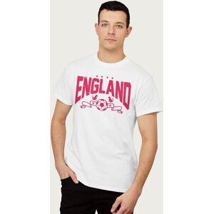 Coto7 Men's England Red Text Euro Football Banner T-Shirt in White Size: Small White S Coto7 Men's England Red Text Euro Football Banner T-Shirt in White Size: Small White S