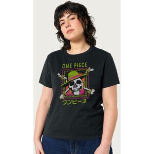 One Piece Women's Skull & Crossbones Straw Hat Pirates Logo Kanji Relaxed Fit T-Shirt in Black Size: 2XL Black 2XL One Piece Women's Skull & Crossbones Straw Hat Pirates Logo Kanji Relaxed Fit T-Shirt in Black Size: 2XL Black 2XL