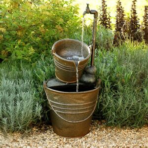 Primrose Tap Bucket Indoor Outdoor Tiered Garden Water Feature LEDs 76cm in White White Primrose Tap Bucket Indoor Outdoor Tiered Garden Water Feature LEDs 76cm in White White