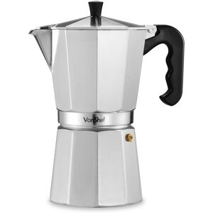 VonShef 12 Cup Aluminium Italian Style Espresso Stovetop Coffee Maker in Silver Silver VonShef 12 Cup Aluminium Italian Style Espresso Stovetop Coffee Maker in Silver Silver