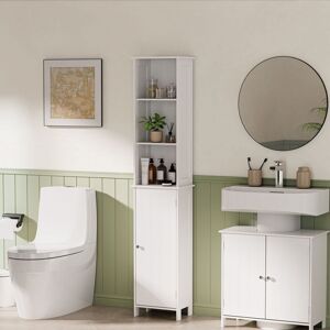 VonHaus Holbrook Freestanding Slim Tall Bathroom Storage Cabinet in White White VonHaus Holbrook Freestanding Slim Tall Bathroom Storage Cabinet in White White