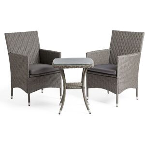 VonHaus 3 Piece Rattan Effect Garden Bistro Set for 2 in Grey Grey VonHaus 3 Piece Rattan Effect Garden Bistro Set for 2 in Grey Grey