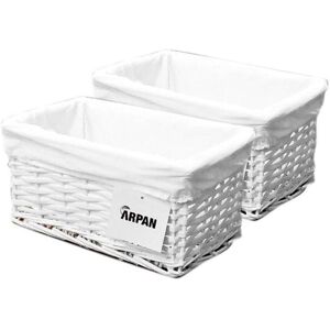 Arpan Wicker Storage Basket with Cloth, 100% Eco-Friendly (Large- W43xD32xH16cm) in White Size: Small White S Arpan Wicker Storage Basket with Cloth, 100% Eco-Friendly (Large- W43xD32xH16cm) in White Size: Small White S