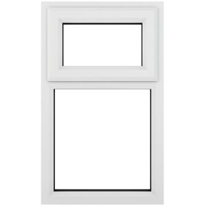 Crystal Direct Top Hung Opener Over Fixed Light Window Clear Glass in White Size: 1190mm x 965mm White 1190mm x 965mm Crystal Direct Top Hung Opener Over Fixed Light Window Clear Glass in White Size: 1190mm x 965mm White 1190mm x 965mm