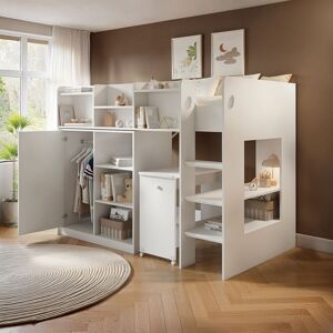 Flair Wizard Mid High Sleeper Workstation in White Size: Single White Single Flair Wizard Mid High Sleeper Workstation in White Size: Single White Single