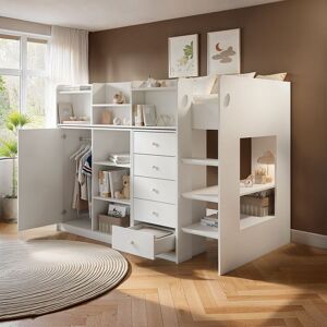 Flair Wizard Mid High Sleeper Storage Station in White Size: Single White Single Flair Wizard Mid High Sleeper Storage Station in White Size: Single White Single