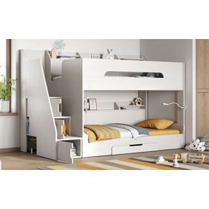 Flair Slick Staircase Bunk Bed with Storage in White Size: Single White Single Flair Slick Staircase Bunk Bed with Storage in White Size: Single White Single