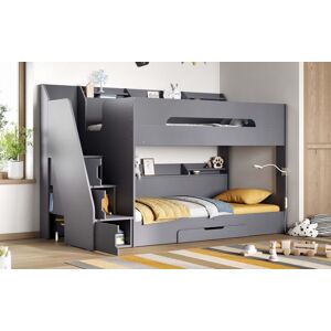 Flair Slick Staircase Bunk Bed with Storage in Grey Size: Single Grey Single Flair Slick Staircase Bunk Bed with Storage in Grey Size: Single Grey Single