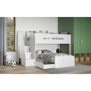 Flair Stepaside Staircase L Shaped Bunk Bed in White Size: Single White Single Flair Stepaside Staircase L Shaped Bunk Bed in White Size: Single White Single