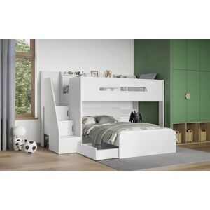 Flair Stepaside Staircase L Shaped Triple Bunk Bed in White Size: Single White Single Flair Stepaside Staircase L Shaped Triple Bunk Bed in White Size: Single White Single