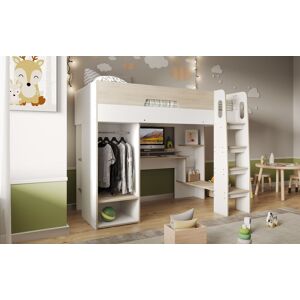 Flair Coco High Sleeper Workstation with Wardrobe in White Size: Single White Single Flair Coco High Sleeper Workstation with Wardrobe in White Size: Single White Single