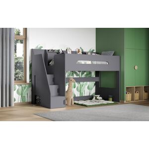 Flair Stepaside Staircase High Sleeper Bed in Grey Size: Single Grey Single Flair Stepaside Staircase High Sleeper Bed in Grey Size: Single Grey Single