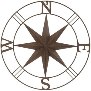 Inspirational Gifting Rust Coloured Metal Compass Screen Plaque 74cm in Brown Brown Inspirational Gifting Rust Coloured Metal Compass Screen Plaque 74cm in Brown Brown