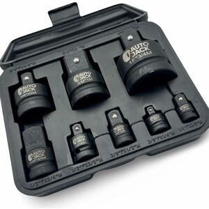 Autojack 8 Piece Impact Socket Adaptor Set 1/4", 1/2" & 3/4" in Black Black Autojack 8 Piece Impact Socket Adaptor Set 1/4", 1/2" & 3/4" in Black Black