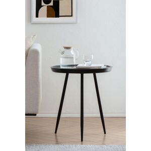 MH London 'Chervey' Side Table Solid Wood Bedside Table With Black Tri-Pin Legs Black MH London 'Chervey' Side Table Solid Wood Bedside Table With Black Tri-Pin Legs Black