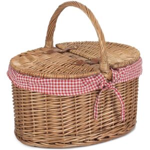 Red Hamper Wicker Light Steamed Oval Lidded Basket with Cotton Lining in Brown Brown Red Hamper Wicker Light Steamed Oval Lidded Basket with Cotton Lining in Brown Brown