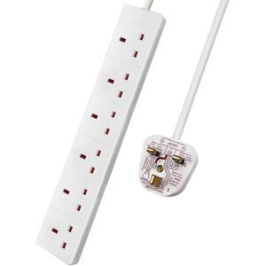 ExtraStar 6 Way Extension Leads 3M white 13A White ExtraStar 6 Way Extension Leads 3M white 13A White