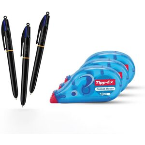 Bic 4 Colour Pro Pens Pack of 3 & Tipp-Ex Pocket Mouse Tapes Pack of 3 Multicolor Bic 4 Colour Pro Pens Pack of 3 & Tipp-Ex Pocket Mouse Tapes Pack of 3 Multicolor