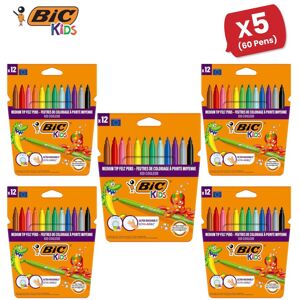 Bic Kids Kid Couleur Felt Medium Blocked Tip Colouring Pens - 5 Packs Multicolor Bic Kids Kid Couleur Felt Medium Blocked Tip Colouring Pens - 5 Packs Multicolor