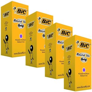 Bic ROUND STICK GRIP PURPLE BOX 40 - 4 Packs Purple Bic ROUND STICK GRIP PURPLE BOX 40 - 4 Packs Purple