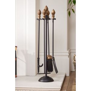 Dibor Traditional Fireplace Brass Acorn 5pc Fireside Companion Set H54 x W14cm in Black Black Dibor Traditional Fireplace Brass Acorn 5pc Fireside Companion Set H54 x W14cm in Black Black
