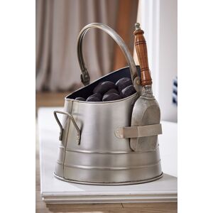 Dibor Antique Style Silver Fireplace Coal & Log Storage Bucket & Shovel H29 x W29cm Silver Dibor Antique Style Silver Fireplace Coal & Log Storage Bucket & Shovel H29 x W29cm Silver