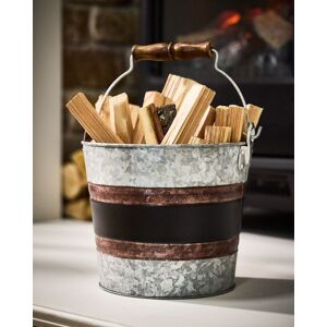 Dibor Vintage Style Kindling Bucket 8L Fireside Log Basket Fireside Accessory Log Store Recycled Iron Firewood Log Storage Bucket in Silver Silver Dibor Vintage Style Kindling Bucket 8L Fireside Log Basket Fireside Accessory Log Store Recycled Iron Firewood Log Storage Bucket in Silver Silver