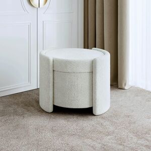 CARME HOME Maeva Ivory Bouclé Fabric Storage Stool Decor For Living Room Bedroom Ottoman Footstool Upholstered in White White CARME HOME Maeva Ivory Bouclé Fabric Storage Stool Decor For Living Room Bedroom Ottoman Footstool Upholstered in White White