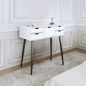 CARME HOME Gabriella Dressing Table-White/Black in White White CARME HOME Gabriella Dressing Table-White/Black in White White