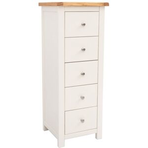 Cabinet Bits Maggiori 5 Drawer Narrow Chest of Drawers Chrome Knob in Off-White Off-White Cabinet Bits Maggiori 5 Drawer Narrow Chest of Drawers Chrome Knob in Off-White Off-White