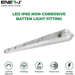 ENER-J Non Corrosive Waterproof Fitting, 1.5m 50W, 120 lumens per Watt, 6000K with Emergency in White Size: 25 cm diameter x 19 cm high White 25 cm diameter x 19 cm high ENER-J Non Corrosive Waterproof Fitting, 1.5m 50W, 120 lumens per Watt, 6000K with Emergency in White Size: 25 cm diameter x 19 cm high White 25 cm diameter x 19 cm high