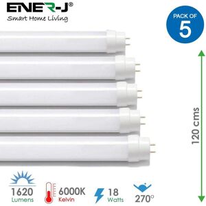 ENER-J T8 LED Nano Plastic Tube 120cms 18W 6000K (pack of 5 units) in White Size: 25 cm diameter x 19 cm high White 25 cm diameter x 19 cm high ENER-J T8 LED Nano Plastic Tube 120cms 18W 6000K (pack of 5 units) in White Size: 25 cm diameter x 19 cm high White 25 cm diameter x 19 cm high